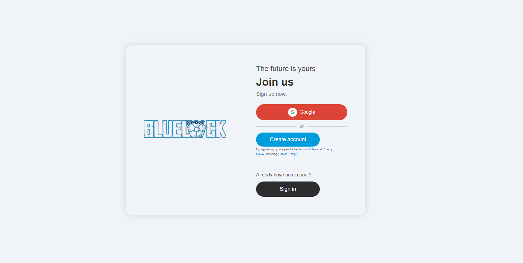 Login page